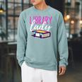 Librarian Library Reading Bookworm Books Raglan Sleeve Sweatshirt Cardinal