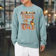 Librarian Trick Or Read Library Event Halloween Book Lovers Raglan Sleeve Sweatshirt Cardinal