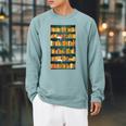 Library Book Lover Reading Reader Bookshelf Plants Raglan Sleeve Sweatshirt Cardinal