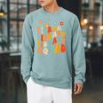 Library Squad Team Librarian Teacher Book Lover Retro Groovy Raglan Sleeve Sweatshirt Cardinal