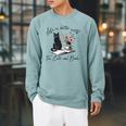 Life Better With 2 Cats Books Kitten Kitty Women Girls Kids Raglan Sleeve Sweatshirt Cardinal