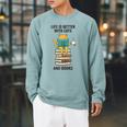 Life Is Better With Cats And Books Cat Raglan Sleeve Sweatshirt Cardinal