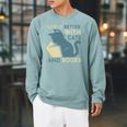 Life Is Better With Cats And Books Raglan Sleeve Sweatshirt Cardinal
