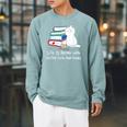 Life Is Better With Coffee Cats And Books Book Lover Raglan Sleeve Sweatshirt Cardinal Life Is Better With Coffee Cats And Books Book Lover Raglan Sleeve Sweatshirt Cardinal