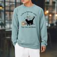 Life Is Better With Tea Cats And Books Cat Sayings Raglan Sleeve Sweatshirt Cardinal
