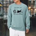 Life Is Better With Wine Cats And Books Raglan Sleeve Sweatshirt Cardinal