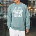 Lift So I Can Carry More Books Reading Lover Fitness Workout Raglan Sleeve Sweatshirt Cardinal
