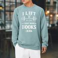 I Lift So I Can Carry More Books Reading Workout Gym Raglan Sleeve Sweatshirt Cardinal