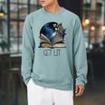 Lets Get Lit Book ShirtGet Lost In a Book SignFloral Book Raglan Sleeve Sweatshirt Cardinal