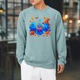 Little Ghost Coffee Tee Spooky Season Ghost Reading Book Raglan Sleeve Sweatshirt Cardinal