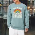 Take A Look A Book Vintage Reading Librarian Rainbow Raglan Sleeve Sweatshirt Cardinal