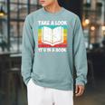 Take a Look Its In a Book Raglan Sleeve Sweatshirt Cardinal