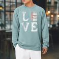 Love Books Book Stack Nerd Literary Readers Distressed Raglan Sleeve Sweatshirt Cardinal