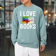 I Love Books Librarian Raglan Sleeve Sweatshirt Cardinal