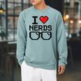 I Love Nerds For Science Or Book Lovers And Knowledge Geeks Raglan Sleeve Sweatshirt Cardinal