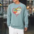 I Love Reading Heart Love Books TShirt Library Bookworm Raglan Sleeve Sweatshirt Cardinal