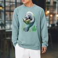 Manatee Reading Book Matching Bookworm Librarian Books Lover Raglan Sleeve Sweatshirt Cardinal