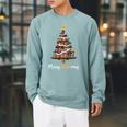 Merry Bookmas Book Reading Lover Library Reader Enthusiast Raglan Sleeve Sweatshirt Cardinal