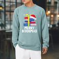 Merry Bookmas Christmas Bookworm Xmas Book Lover Reading Raglan Sleeve Sweatshirt Cardinal Merry Bookmas Christmas Bookworm Xmas Book Lover Reading Raglan Sleeve Sweatshirt Cardinal