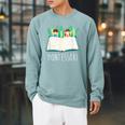 Montessori Learning Teacher Student Reading Books For Men Women Kids Raglan Sleeve Sweatshirt Cardinal