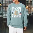 Moon Reader Book Mom Reading Beyond Midnight Raglan Sleeve Sweatshirt Cardinal