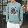 Morally Grey Book Club Gothic Skeleton And Raven Vintage Premium Tri-Blend Raglan Sleeve Sweatshirt Cardinal