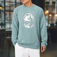 Mouse Reading Book Full Moon Lake Scenery Raglan Sleeve Sweatshirt Cardinal