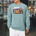 Mr Men Little Miss Retro Colourful Comic Book Scene Raglan Sleeve Sweatshirt Cardinal Mr Men Little Miss Retro Colourful Comic Book Scene Raglan Sleeve Sweatshirt Cardinal