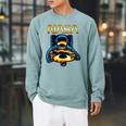 NASA Astronaut In Space Hole Comic Book Style Geek Raglan Sleeve Sweatshirt Cardinal