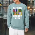 National Library Week 2021 Book Lover Reader Librarian Raglan Sleeve Sweatshirt Cardinal