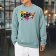 National Read America Shirt United States Read Books Raglan Sleeve Sweatshirt Cardinal