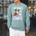 My Needs Are Simple Dog Coffee Books Humor Raglan Sleeve Sweatshirt Cardinal