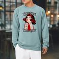 Nerdy Dirty Inked & Curvy Book Lover Tattoo Pop Art Girl Raglan Sleeve Sweatshirt Cardinal