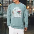 Night Reader Book Mom Lost In Midnight Chapters Raglan Sleeve Sweatshirt Cardinal