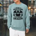 Im Not A Bookworm Im A Book Dragon Fantasy Raglan Sleeve Sweatshirt Cardinal
