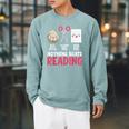 Nothing Beats Reading Rock Paper Scissors Book Lover Library Raglan Sleeve Sweatshirt Cardinal