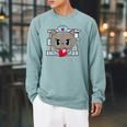 Nurse Cat Anime Feline Book Men Women Kids Raglan Sleeve Sweatshirt Cardinal
