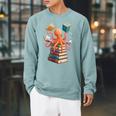 Octopus Book Reading Book Reader Ocean Octopus Premium Tri-Blend Raglan Sleeve Sweatshirt Cardinal