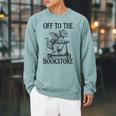 Off To The Bookstore Reading Bookworm Raglan Sleeve Sweatshirt Cardinal