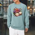 Open Book With Colorful Flowers For Readers Raglan Sleeve Sweatshirt Cardinal Open Book With Colorful Flowers For Readers Raglan Sleeve Sweatshirt Cardinal