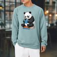 Panda With Glasses Reading Book Librarian Panda Raglan Sleeve Sweatshirt Cardinal Panda With Glasses Reading Book Librarian Panda Raglan Sleeve Sweatshirt Cardinal