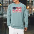 Patriotic Book Flag Reading American Flag Books Teacher Raglan Sleeve Sweatshirt Cardinal