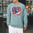 Patriotic Eagle Reading Book Read Blue Since 1776 Raglan Sleeve Sweatshirt Cardinal