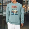 Patriotic Red & Read 4th Of July Book Lover Librarian Raglan Sleeve Sweatshirt Cardinal