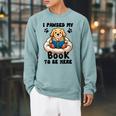 You Pawsed Here Dog Books Lovers I Paused My Book To Be Here Raglan Sleeve Sweatshirt Cardinal