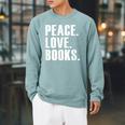 Peace Love Read Books Book Lover n Girls Reading Teacher Raglan Sleeve Sweatshirt Cardinal