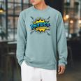 Physics Is My Superpower Comic Book Style Raglan Sleeve Sweatshirt Cardinal