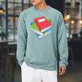 Pile Of Books Stack Of Books Costume Raglan Sleeve Sweatshirt Cardinal