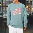 Pink Bow Books And Cherries For Book Lover Girl Women Raglan Sleeve Sweatshirt Cardinal