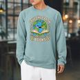 Planet With Books Reader Reading Environmentalist Earth Day Raglan Sleeve Sweatshirt Cardinal